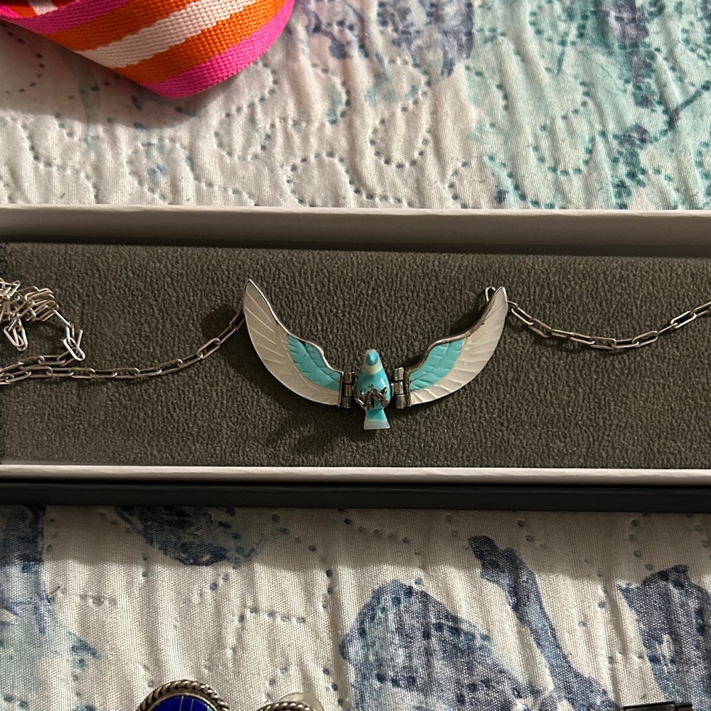 Silver and Turquoise Winged Necklace